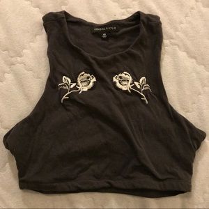 Gray rose crop top